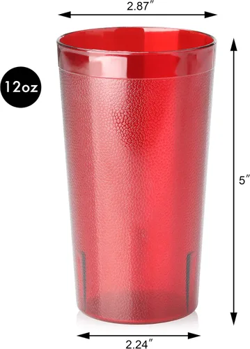 Vista 3 de New Star Foodservice Vasos para bebidas de grado restaurante (rojo (juego de 72), 12 onzas