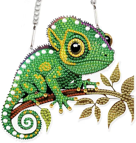 Vista 18 de AiYuanzsh Animal Parrot DIY Kits de Pintura de Arte de Diamante de Acrílico Colgante Pendientes de Arte de Diamante de Rinstone Especialmente