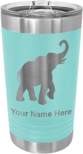 Vista 17 de LaserGram Vaso de pinta aislado al vacío de 16 onzas, elefante indio, grabado personalizado incluido (negro) Engraved Gift, Vacuum Insulated