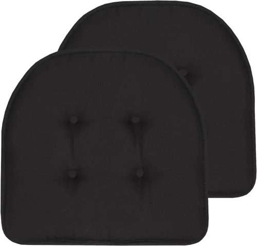 Vista 82 de Sweet Home Collection - Cojín de asiento de espuma viscoelástica y respaldo de caucho antideslizante con capitoné para silla, cojín en U, 17x16 Gris
