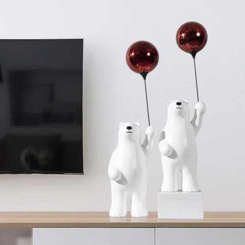 Vista 5 de Escultura china de feng shui, escultura de resina moderna, artesanías creativas, globos de oso polar, joyería creativa de escritorio, manualidades