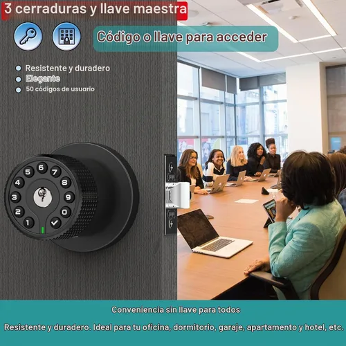 Vista 3 de BOTHSTAR Paquete de 3 Perillas de Puerta Electrónicas sin Llave Negras con Llave Igual, con Teclado Retroiluminado, Cerradura de Servicio Pesado