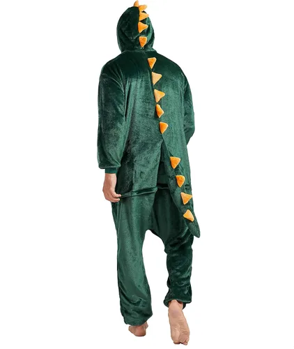 Vista 3 de Disfraz de pijama de animal para adultos, disfraz de dinosaurio de una pieza de felpa