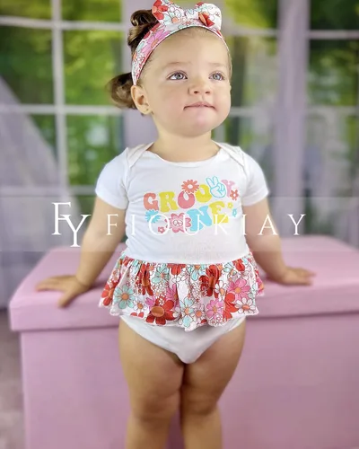 Vista 4 de fioukiay Conjuntos de ropa para bebés recién nacidos, conjuntos de falda infantil