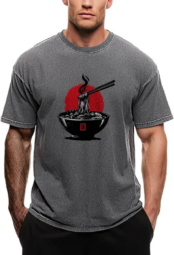 Vista 31 de domirica Camisetas gráficas para hombre, 100 % algodón lavado, manga corta, cuello redondo, Y2K, tallas grandes y altas, camisetas de verano 2026