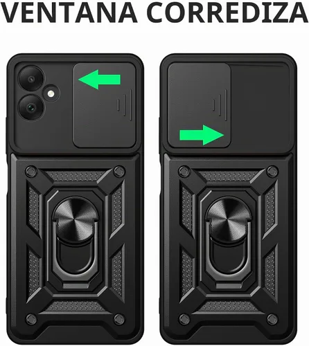 Vista 2 de Funda para Samsung Galaxy A06-4G con [2 unidades] Protector de pantalla de vidrio templado, para Galaxy A06 resistente [grado militar], con soporte