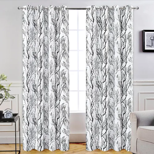 Vista 13 de DriftAway Cortinas opacas con diseño de ramas de árbol, doble capa, 84 pulgadas de largo, para dormitorio, estampado clásico, aislamiento térmico
