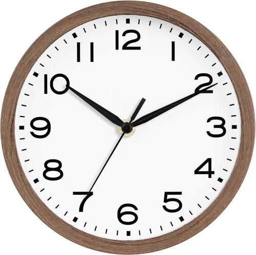 Vista 26 de AKCISOT 8 Inch Wall Clock, Silent Battery Operated Analog Clock, Black