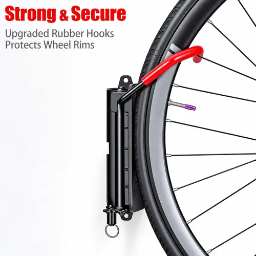 Vista 7 de Soporte de pared para bicicleta, paquete de 2 estantes verticales