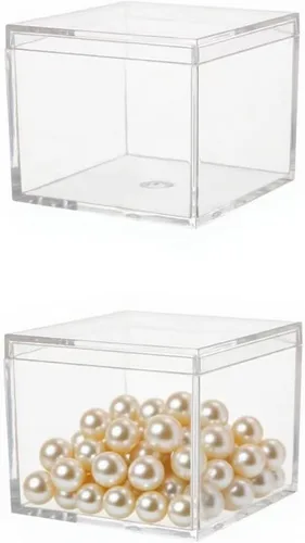 Vista 8 de KissYou Caja pequeña de acrílico con tapa transparente para dulces, cajas para exhibición, decoración de fiesta, plástico, cuadrado, cubo