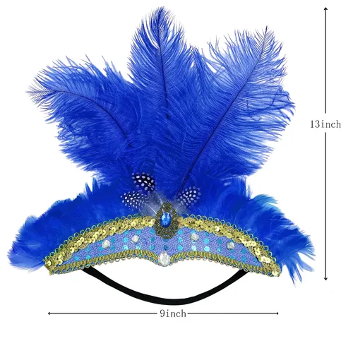 Vista 4 de Gionforsy Tocado de carnaval para mujer, tocado de plumas para mujer, accesorios de Mardi Gras de los años 20