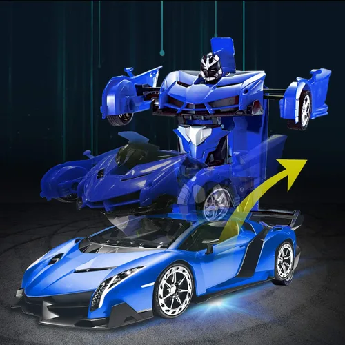 Vista 3 de Coche de control remoto - Juguetes de robot transformables para niños adolescentes, coche RC recargable con luces, coche RC 2.4Ghz 1:18 recargable