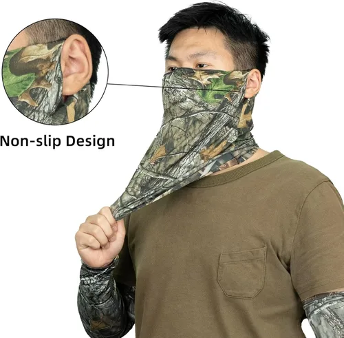 Vista 5 de LOOGU Sun Protection Cooling Arm Sleeves UPF 50+ Ice Silk Neck Gaiter Camo All Weather Hunting Fishing Hiking Cycling