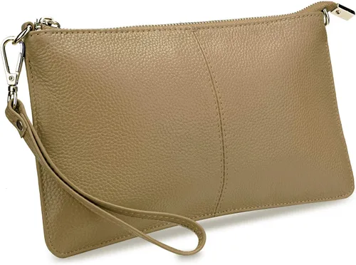 Vista 23 de YALUXE Women's Genuine Leather Wristlet Handbags Purses Clutch Wallet Bag 1- Correa de cuero blanco