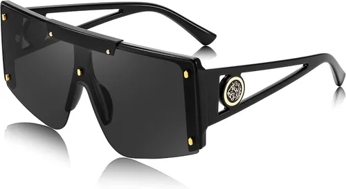 Vista 7 de FEISEDY Gafas de sol para mujer, de gran tamaño, cuadradas, con parte superior plana, para hombre, B4060