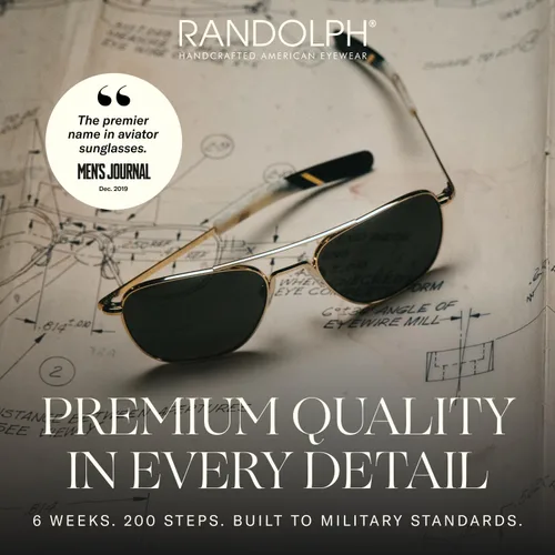 Vista 3 de Randolph Eyewear Aviator Sunglasses for Women & Men Non-Polarized & Polarized Lenses, 23k Gold UV Protection Sunglasses