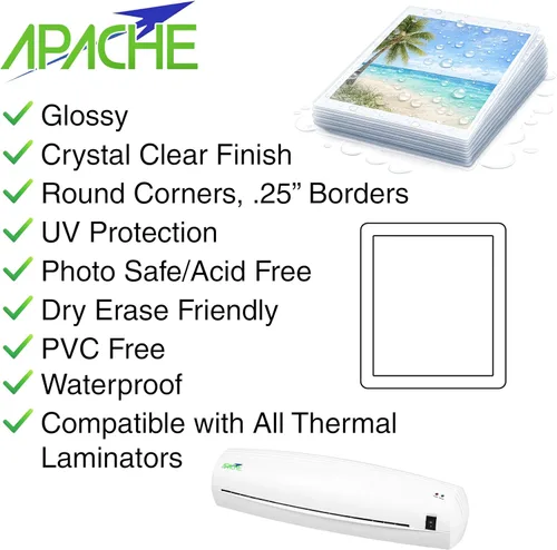 Vista 4 de Apache Poster Banner Size Laminating Pouches, 3 Mil, 5 Pack, Hold 24 x 179 Inch Project Sheets (25 x 180 Inch Pouch Size), Thermal Laminator