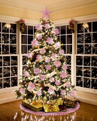 Vista 7 de Decoración de árbol de Navidad con purpurina de 6 pulgadas, estrella de Navidad de metal de 31.5 pulgadas, falda de árbol de Navidad con purpurina