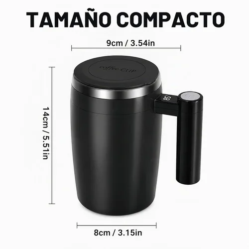 Vista 9 de Taza magnética automática autoagitable con pantalla LCD inteligente de temperatura, taza de café de mezcla eléctrica de acero inoxidable recargable