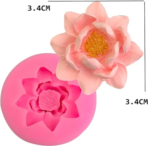 Vista 2 de Molde de silicona con forma de flor de loto para hacer dulces de fondant, moldes de chocolate, postres de piruleta, cubitos de hielo, goma, jabón