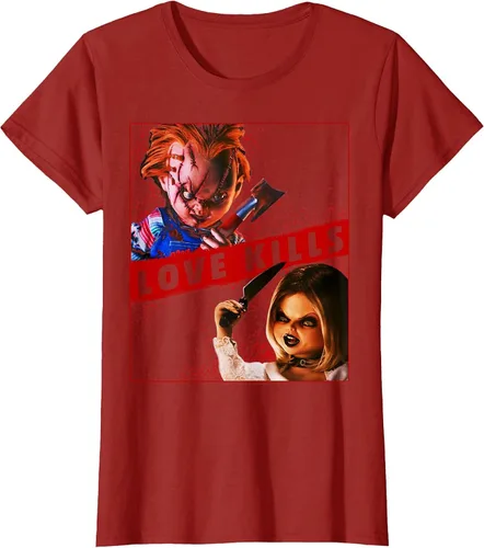 Vista 52 de Child's Play Chucky and Tiffany Love Kills T-Shirt Asphalt Grey