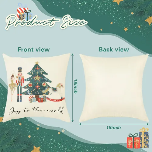 Vista 5 de Juego de 4 fundas de almohada con diseño de cascanueces y ballet de Feliz Navidad, fundas de almohada decorativas para el hogar, sofá, cama, silla