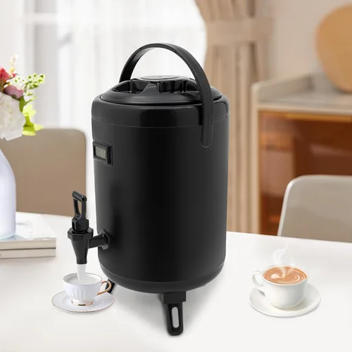 Vista 6 de Dispensador de bebidas aislado, dispensador de bebidas calientes de acero inoxidable de 2.11 galones con termómetro, dispensador de bebidas frías