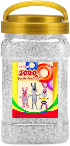 Vista 16 de IOOLEEM Cuentas de pony (2000 piezas, cuentas de pony negras), cuentas para hacer joyas, cuentas para manualidades, suministros para ensartar Negro
