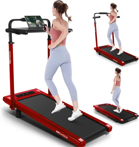 Vista 9 de ANCHEER Cinta de correr con inclinación del 12%/15%, almohadilla plegable con barra de asa, capacidad de 320-450 libras debajo del escritorio