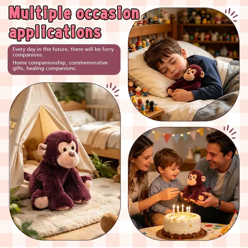 Vista 6 de HWD Muñecas de mono de 9 pulgadas, juguetes de peluche suaves y realistas