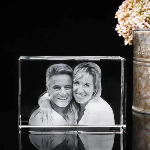 Vista 4 de jfs Marco de fotos de cristal grabado con láser 2D/3D personalizado para fotos, padre, mamá, novia, ella, él, novio, cumpleaños, aniversario