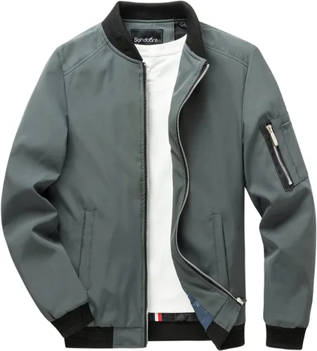 Vista 9 de Sandbank - Chaqueta ligera y entallada para hombre, estilo piloto militar, de tejido Softshell, bomber