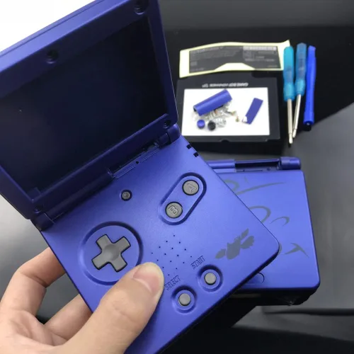 Vista 3 de Carcasa de repuesto de edición limitada para GBA SP Gameboy Advance SP SP carcasa tornillos (azul Kyogre)