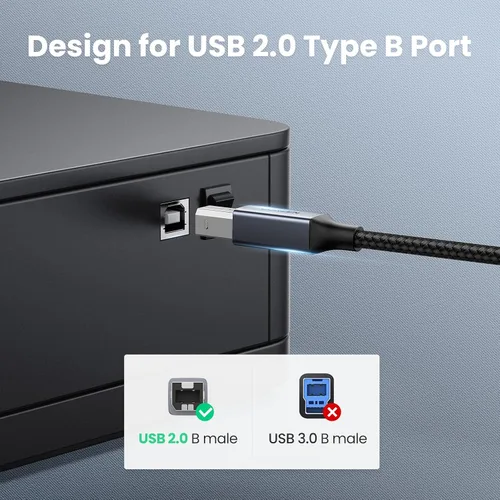 Vista 8 de UGREEN Cable de impresora USB C de 3 pies, cable USB B a C de nailon para MacBook Pro/Air, cable MIDI compatible con teclado MIDI, DAC, controlador