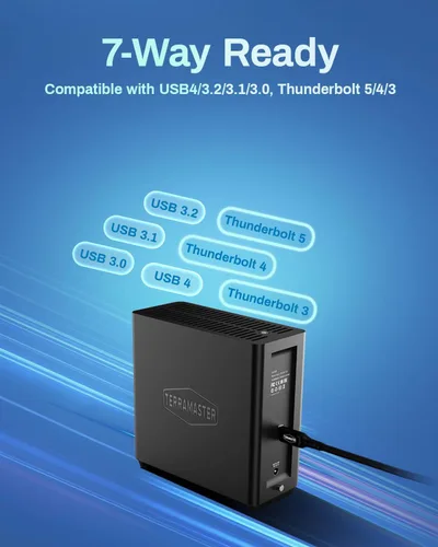 Vista 4 de TERRAMASTER Carcasa D4 SSD NVMe - 40Gbps 4Bay, almacenamiento USB Tipo-C compatible con 4xM.2 NVMe 2280 SSDs, compatible con USB 4/3.2/3.1/3.0