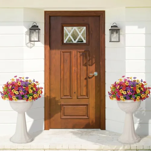 Vista 2 de Lifewit Flores artificiales para exteriores, 12 paquetes de flores falsas de plástico para decoración del jardín del hogar, plantas sintéticas
