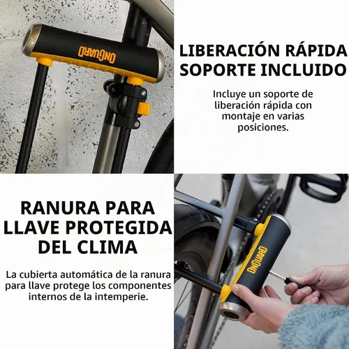 Vista 6 de OnGuard Pitbull - Cerradura en U mediana – Grillete de acero endurecido de 0.551 in (90 × 6.890 in) – Cerradura cuádruple X4P, cilindro Z, diseño