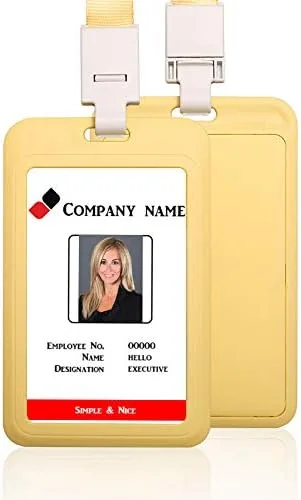 Vista 7 de Estuche protector de plástico vertical negro duro con ventana transparente con cordón desmontable para tarjetas de identificación de oficina