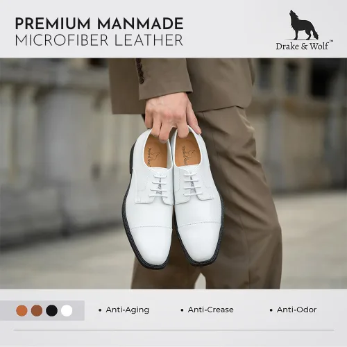 Vista 3 de Drake & Wolf Handmade Mens Oxford Shoes - Mens Dress Shoes - Classic Manmade Microfiber Leather Oxfords for Men Casual Dress Shoes - Comfortable