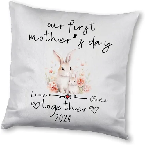 Vista 9 de Bunny Mothers Day, Personalised Pillow Case Decor for Home, Present for Mom, Grandmother, for Her