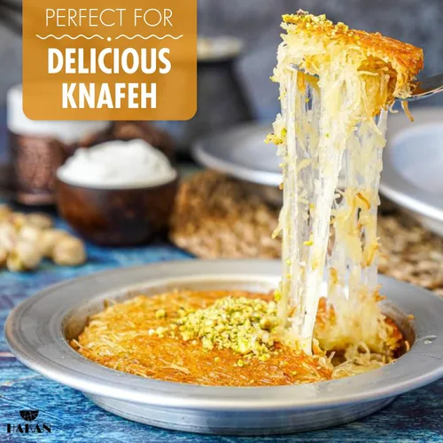 Vista 3 de Hakan Kunafa - Platos de servir para Kataifi Sartén de aluminio para hornear y servir Kunefe Molde para masa Knafeh Phyllo Fillo Plato