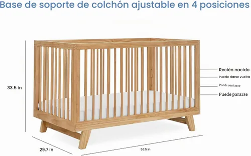 Vista 7 de Astin 3-in-1 Convertible Crib with Toddler Guardrail, Natural