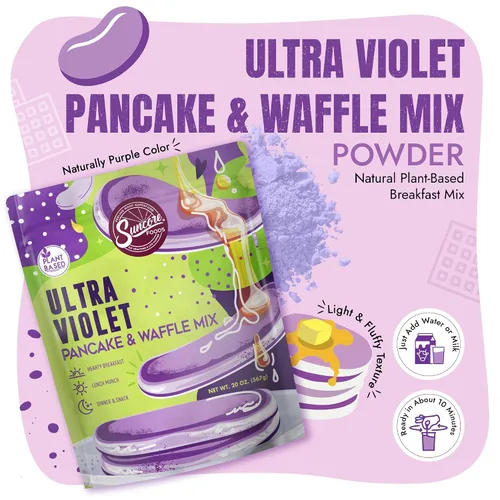 Vista 3 de Suncore Foods Mezcla ultra violeta para panqueques y waffles, 20 onzas, a base de plantas, vegana Mezcla natural para panqueques, gofres y crepé