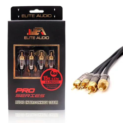 Vista 10 de Elite Audio Serie Pro 3 pies. Cable corto de audio para carro RCA de 2 canales - Triple blindaje, conectores de latón, cobre libre de oxígeno, cable
