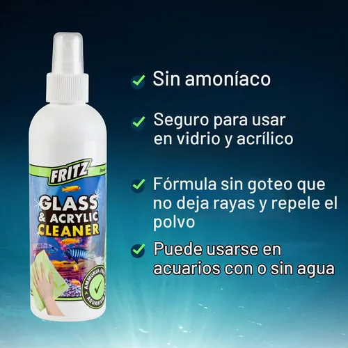 Vista 3 de Fritz Aquatics Spray limpiador de vidrio y acrílico para acuario para un tanque transparente (8 onzas)