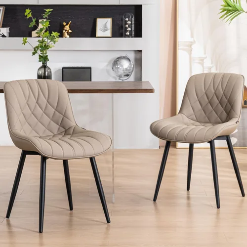Vista 14 de YOUNUOKE Juego de 2 Sillas de Comedor de Mediados de Siglo Modernas Silla de Cocina Cómodas Sillas Tapizadas de Cuero Sintético Sillas de Cena