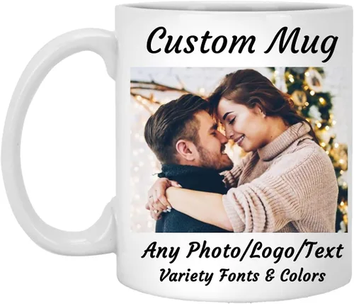 Vista 13 de Taza de café personalizada, taza de café personalizada, taza de cerámica negra de 11 onzas con texto o logotipo, regalo personalizado de doble cara