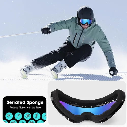 Vista 3 de Braylin Paquete de 2 gafas de esquí de nieve, gafas de snowboard para hombres, mujeres, jóvenes, niños, niños o niñas, gafas de moto de nieve