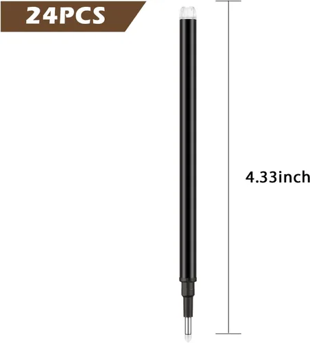 Vista 3 de Zonon - 24 repuestos de tinta de gel borrables de 0.028 in compatibles con Frixion - Recambios de tinta de gel de fricción de punta fina media Negro