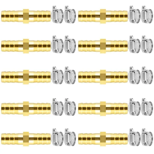 Vista 11 de Da by 3 unids 1/2" (12.5mm) Barb Splicer Mender Hose Latón Barb Fitting con 6 abrazaderas de tubo de acero inoxidable para agua/combustible/aire